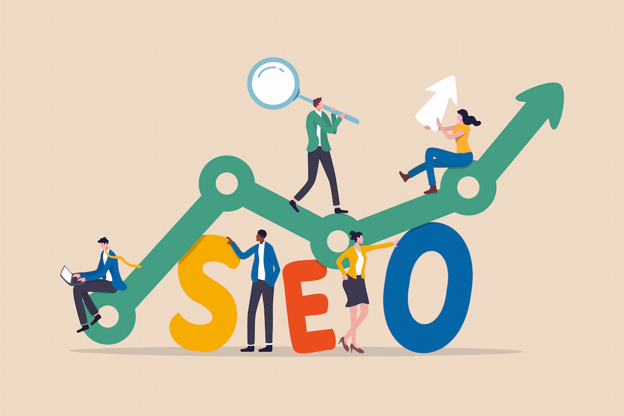 A simple dashboard showing an SEO scorecard with keyword ideas for a website